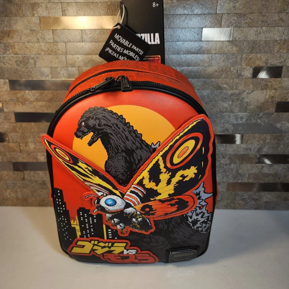 Loungefly Godzilla vs Mothra Mini Backpack Orange Black EE Exclusive GDZBK0009